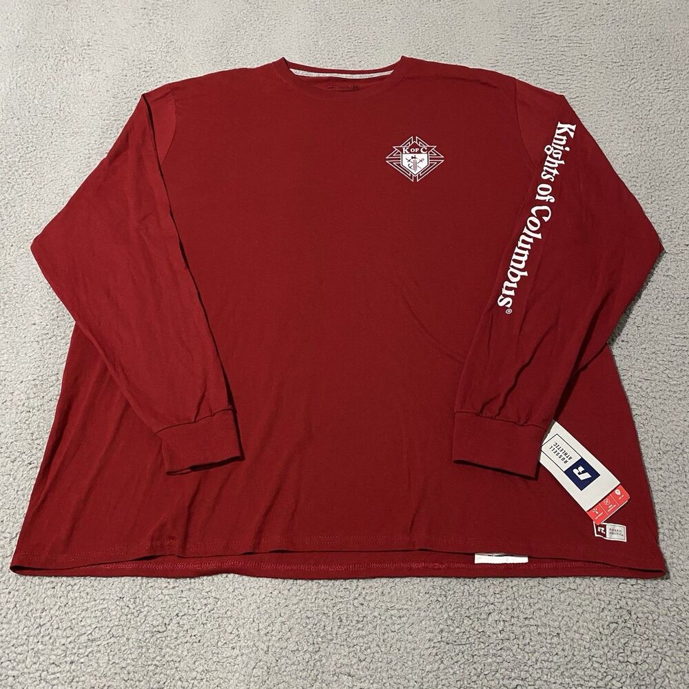 Knights of Columbus Shirt Russell Athletic Mens 3XL Red Long Sleeve Logo NEW